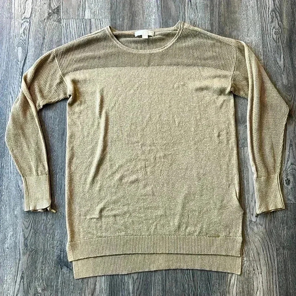 Michael Kors Sweater Gold Pullover Tunic Sweater Long Sleeve Size Extra Large - Picture 1 of 7